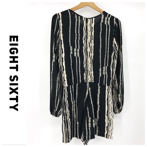 💕SALE💕Eight Sixty Black Tan Shorts Romper - Picture 2 of 7